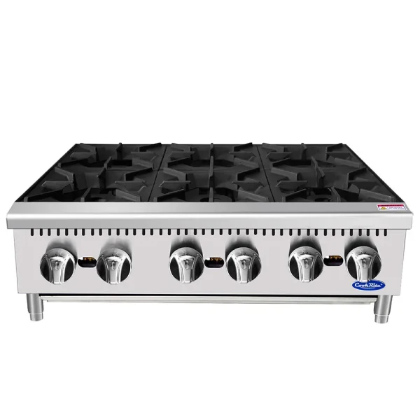 Atosa Cook Rite Heavy-Duty 36″ 6-Burner Hotplate, 32,000 BTU Burners - NG